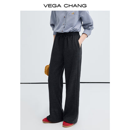 Relaxed Fit Acetate-Wool Blend Pants