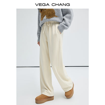 Relaxed Fit Acetate-Wool Blend Pants