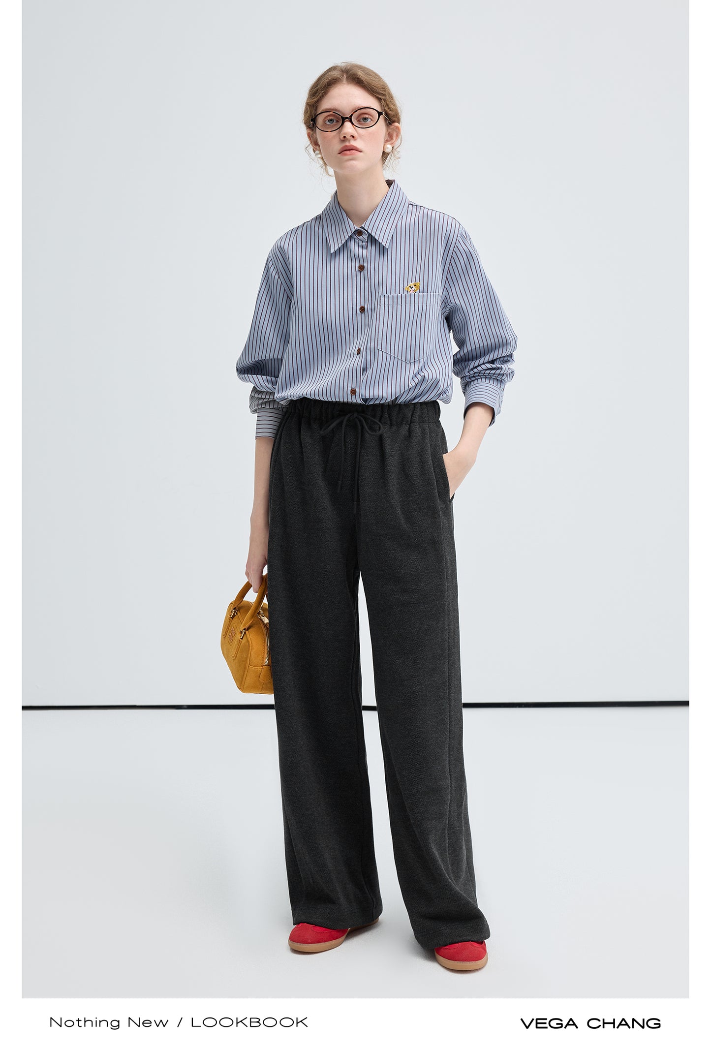 Relaxed Fit Acetate-Wool Blend Pants