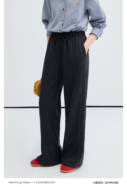 Relaxed Fit Acetate-Wool Blend Pants