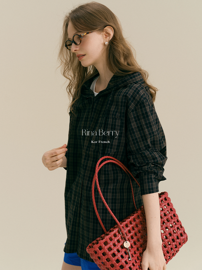 Hooded Plaid Cotton Overshirt