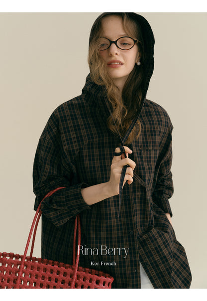 Hooded Plaid Cotton Overshirt