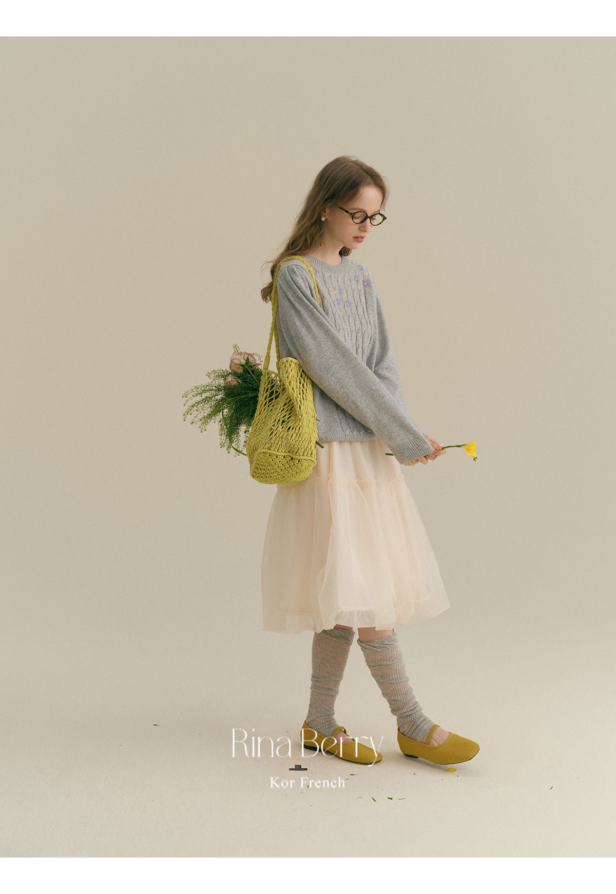Soft Wool-Blend Cable Knit With Floral Detail