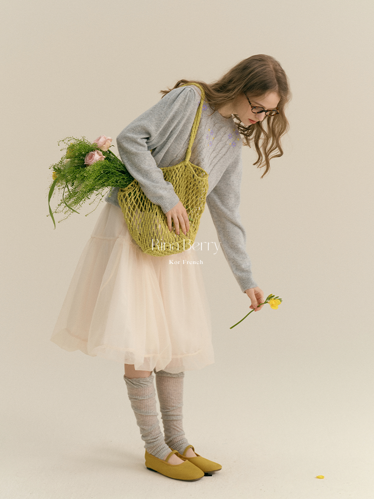 Soft Wool-Blend Cable Knit With Floral Detail