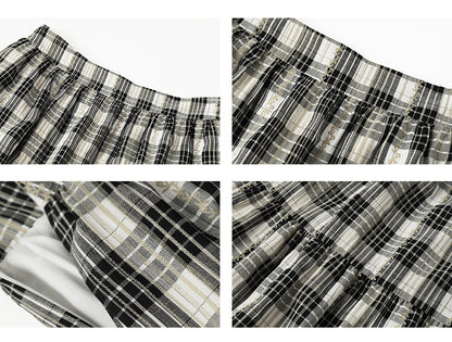 Timeless Cropped Plaid Blouse And Tiered Maxi Skirt