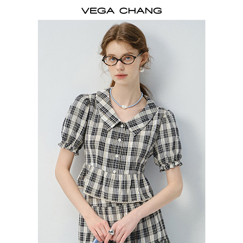 Timeless Cropped Plaid Blouse And Tiered Maxi Skirt