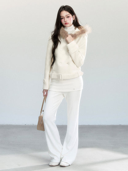 Double-Breasted Hooded Jacket