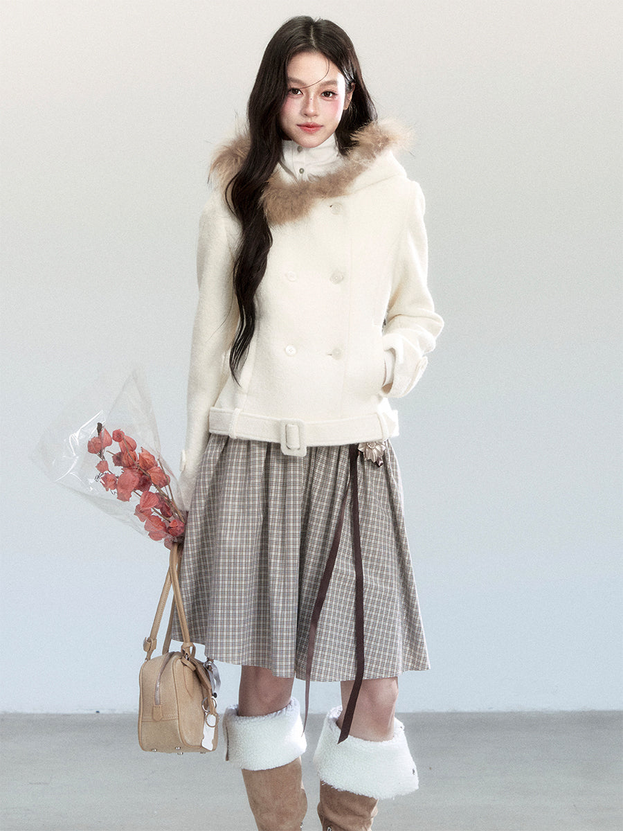 Double-Breasted Hooded Jacket