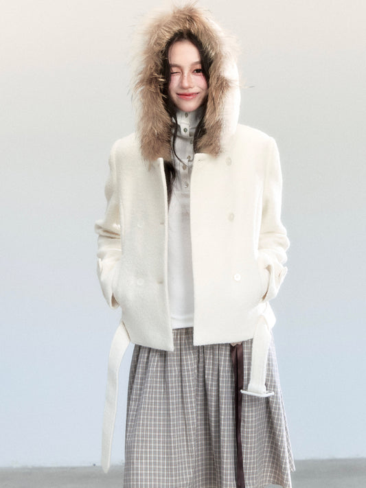 Double-Breasted Hooded Jacket