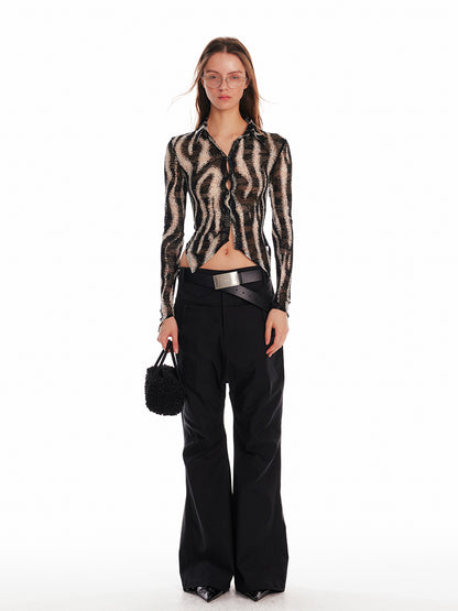 Stretch Sheer Zebra Print Shirt
