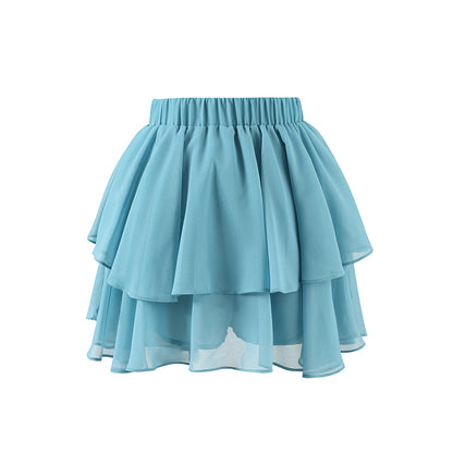 Floral Open-Back Ruffled Volume Cami & Chiffon Tiered Skirt