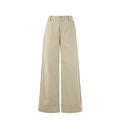 Lace-Detailed Pure Cotton Roll-Up Pants