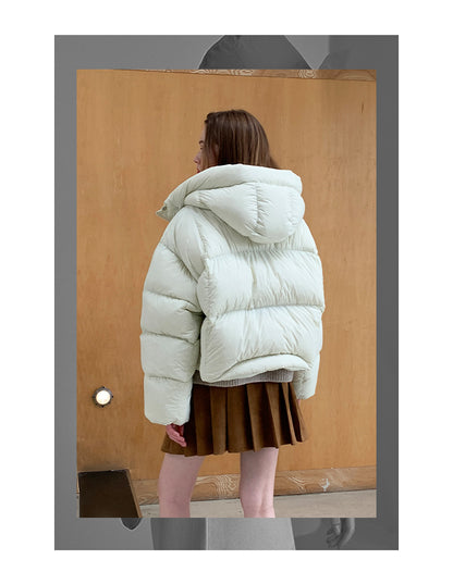 White Duck Down Hooded Puffer Jacket