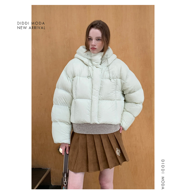 White Duck Down Hooded Puffer Jacket