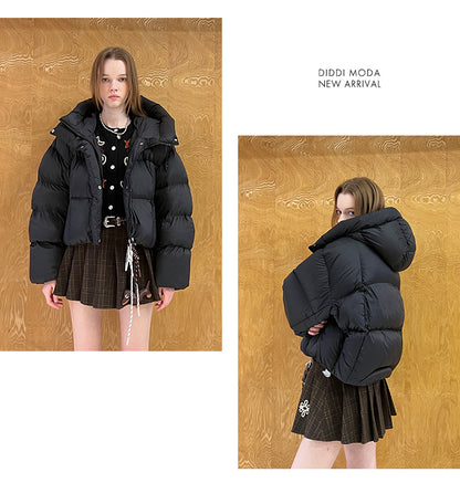 White Duck Down Hooded Puffer Jacket