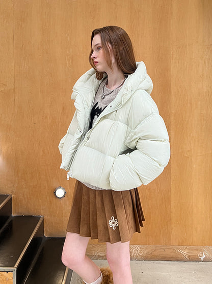 White Duck Down Hooded Puffer Jacket