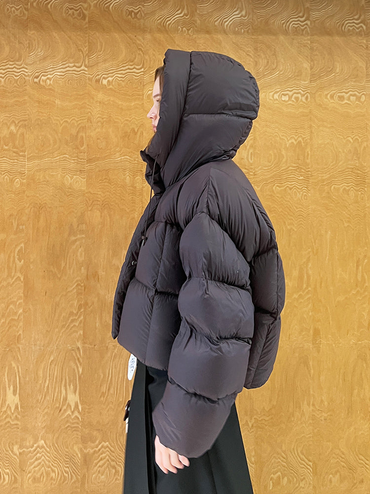 White Duck Down Hooded Puffer Jacket