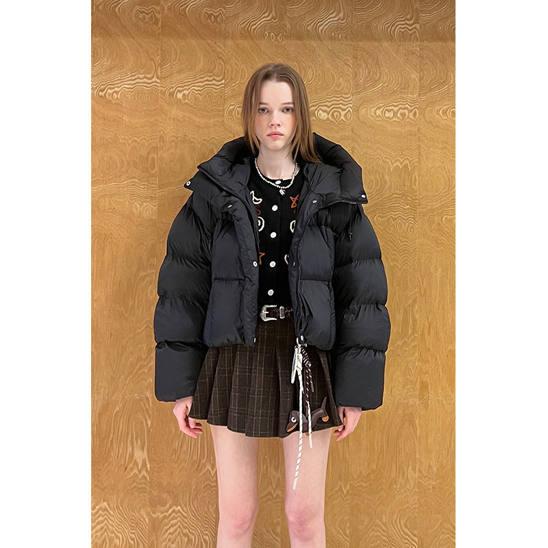 White Duck Down Hooded Puffer Jacket