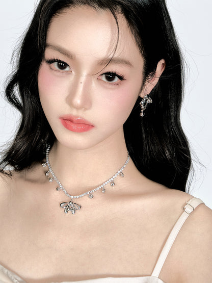 Cubic Zirconia Bow Necklace