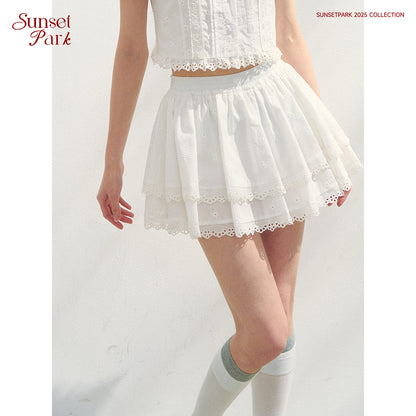 Puff-Sleeve Blouse & Tiered Skirt - Plain Or Plaid