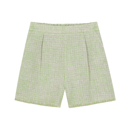 Boxy Button-Up Fringed Cropped Shirt And Matching Shorts