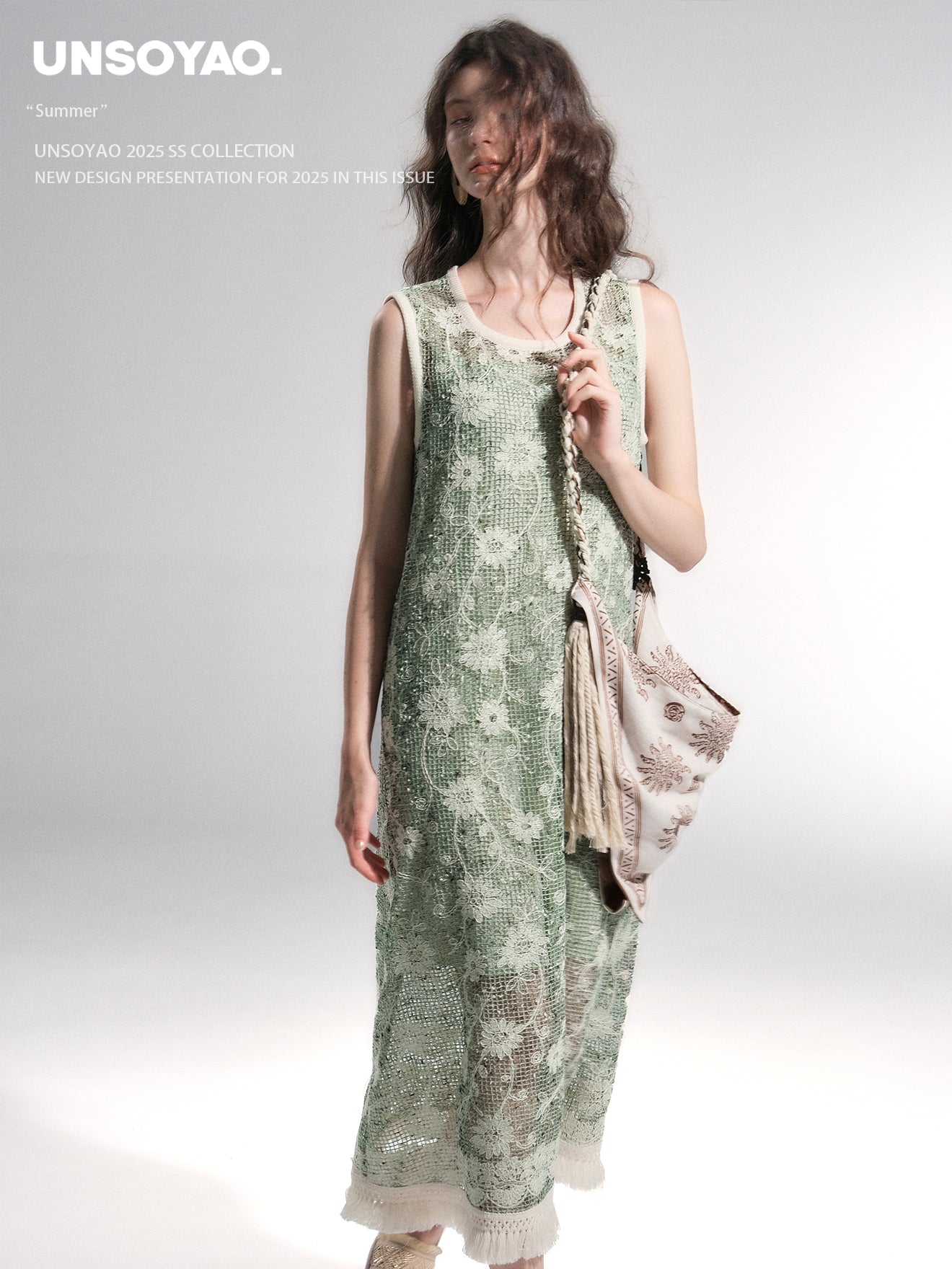 Fringed Sequin Floral Mesh Dress