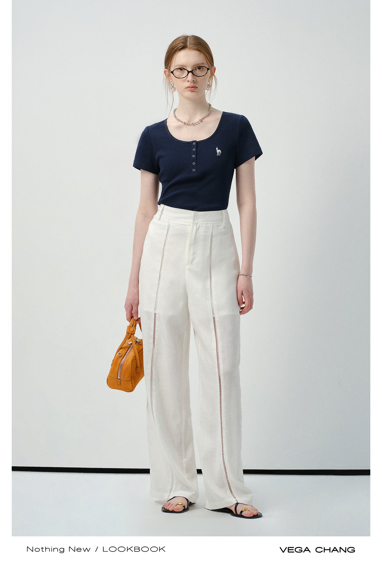 Embroidered Henley Neck T-Shirt