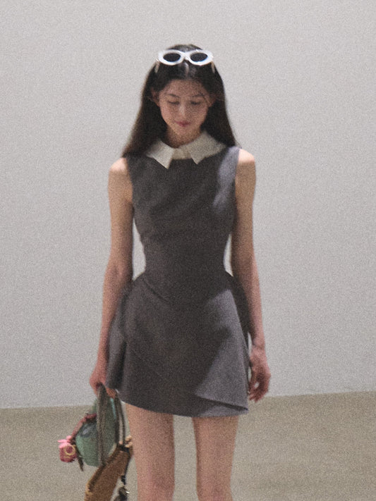 Sleeveless Structured Dress With Removable Collar