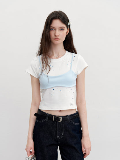 Sparkling Bra-Overlay Mermaid Tee