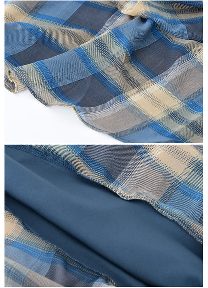 Asymmetric Draped Plaid Peplum Camisole