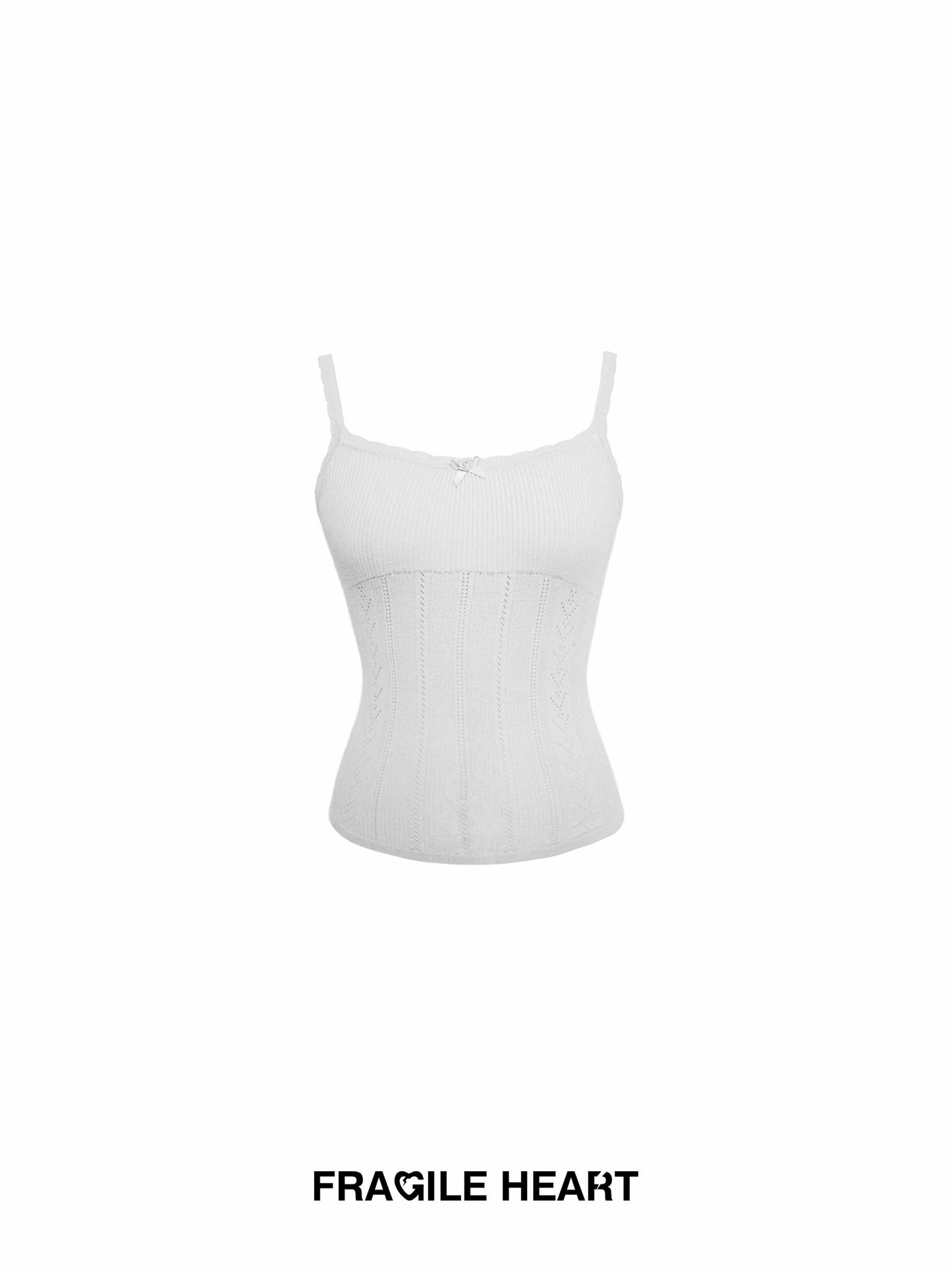 Pointelle Knit Cropped Camisole And Cardigan