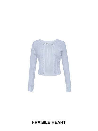Pointelle Knit Cropped Camisole And Cardigan