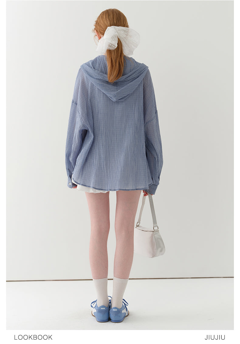 Plaid Relaxed Fit Cotton Hooded Overshirt