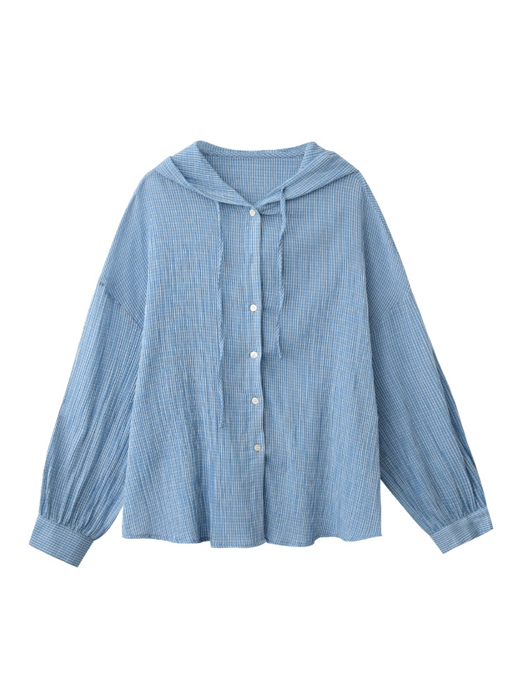 Plaid Relaxed Fit Cotton Hooded Overshirt