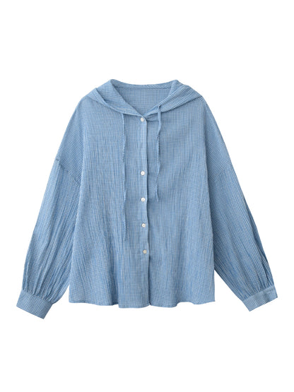 Plaid Relaxed Fit Cotton Hooded Overshirt