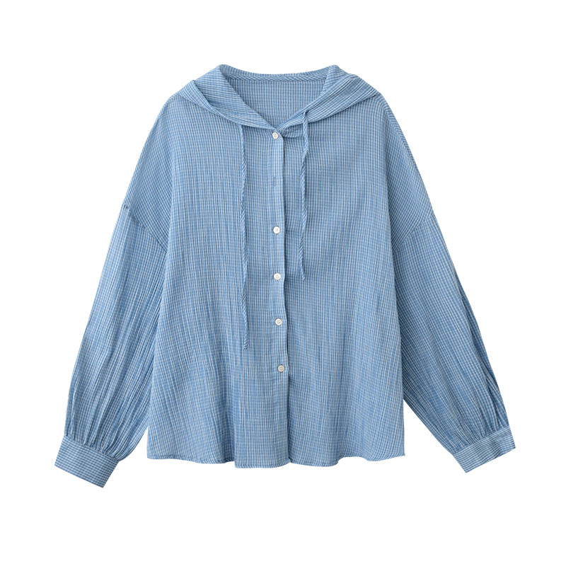 Plaid Relaxed Fit Cotton Hooded Overshirt