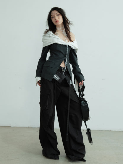 Double Waistband Maxi Wide-Leg Trousers