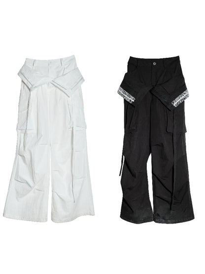 Double Waistband Maxi Wide-Leg Trousers