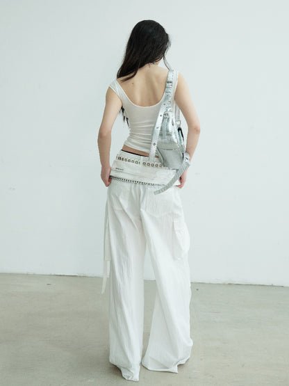 Double Waistband Maxi Wide-Leg Trousers