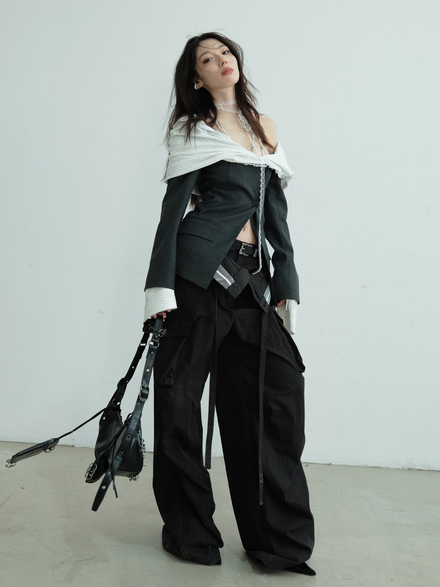 Double Waistband Maxi Wide-Leg Trousers