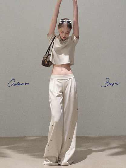 Relaxed Wide-Leg Dog Motif Pants