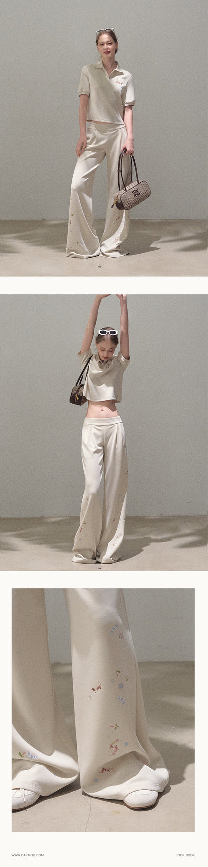 Relaxed Wide-Leg Dog Motif Pants