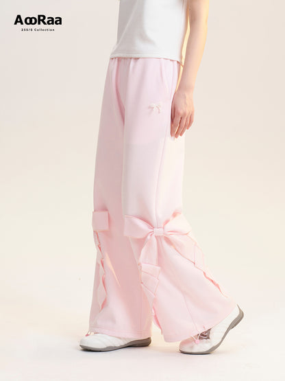 Elastic Waist Pants With Large Bow