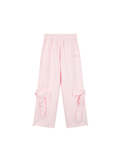 Elastic Waist Pants With Large Bow