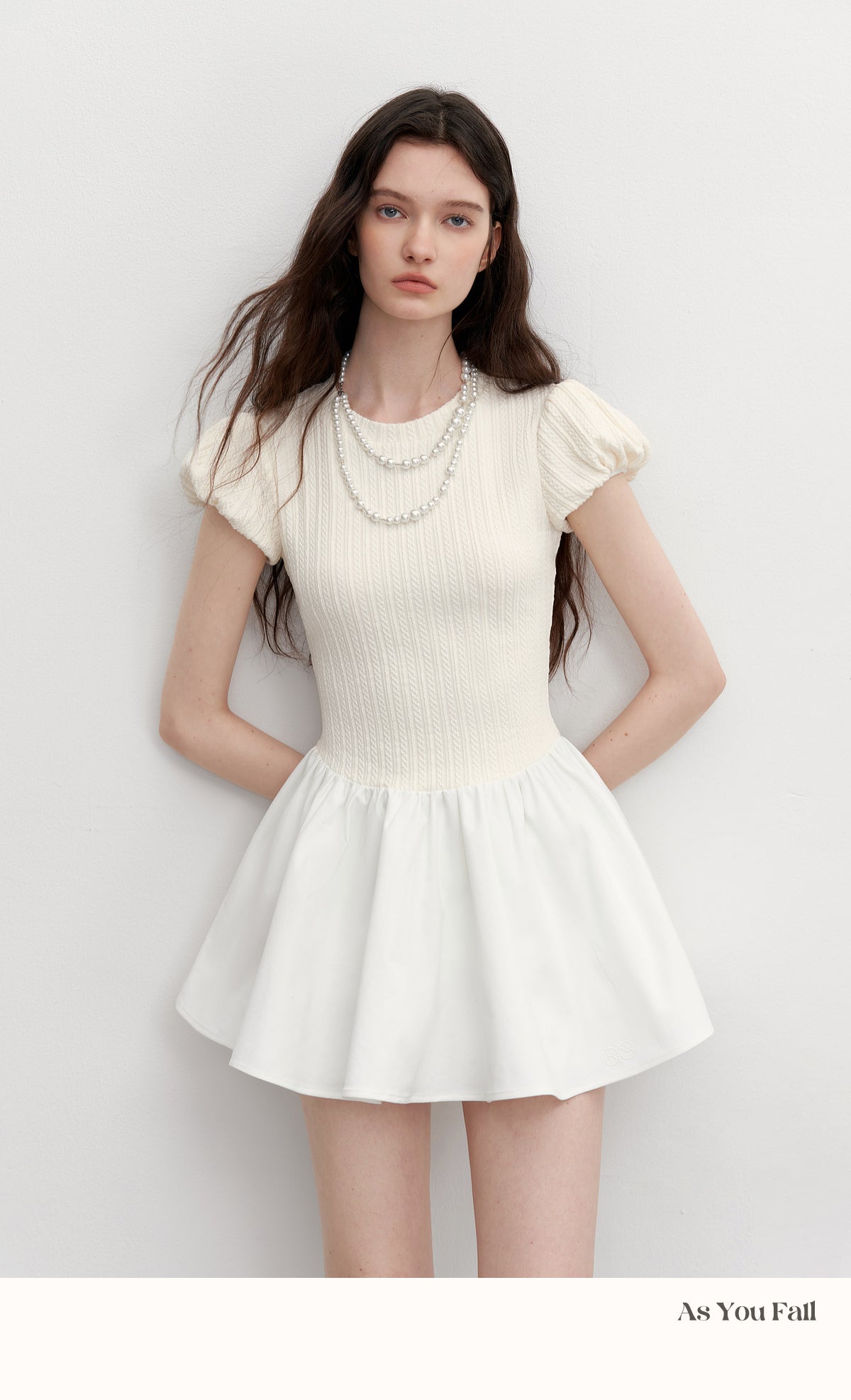 Minimal Flared Panel Dress With Bubble Sleeves