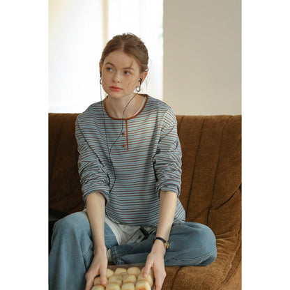 Relaxed Fit Contrast Stripe Henley T-Shirt
