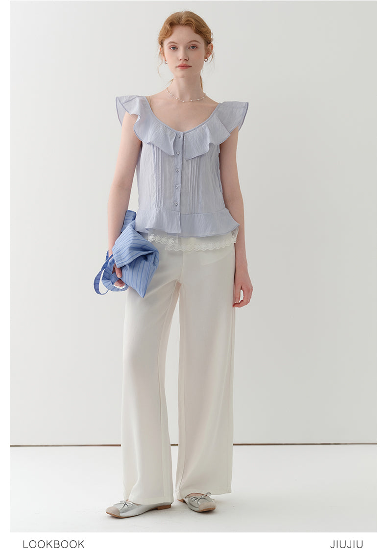 High-Waist Lyocell Denim Pants