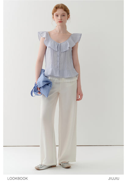 High-Waist Lyocell Denim Pants