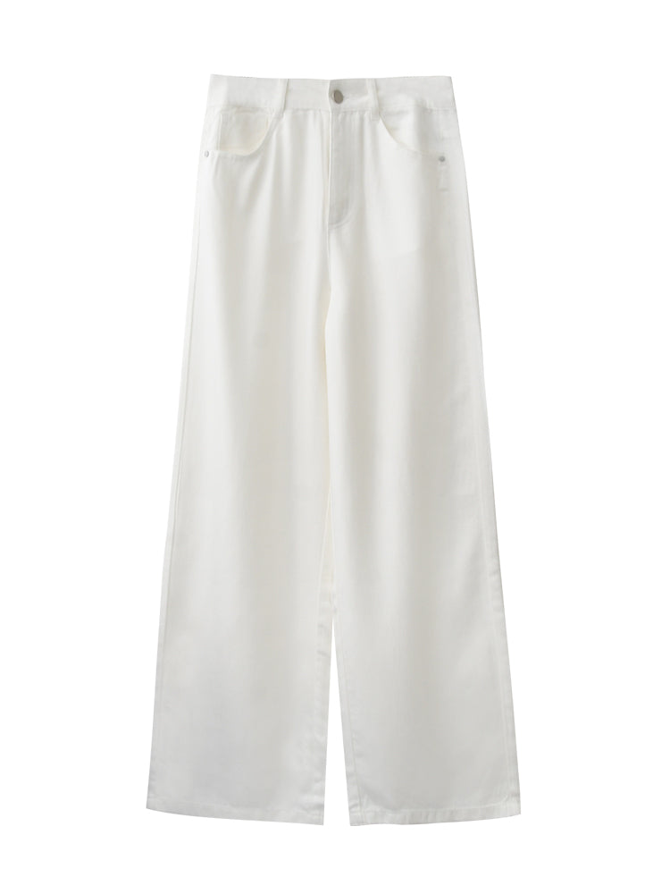 High-Waist Lyocell Denim Pants