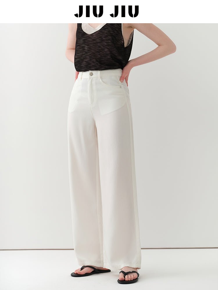High-Waist Lyocell Denim Pants